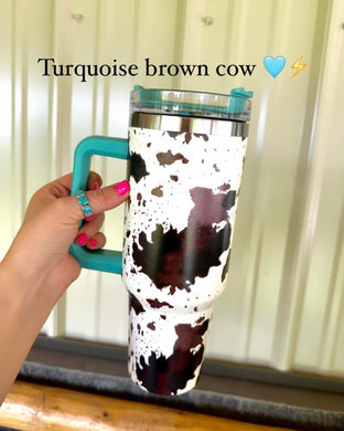 Turquoise brown cow 40oz *5-10biz TAT*