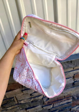 Pink bow quilted make up travel cases