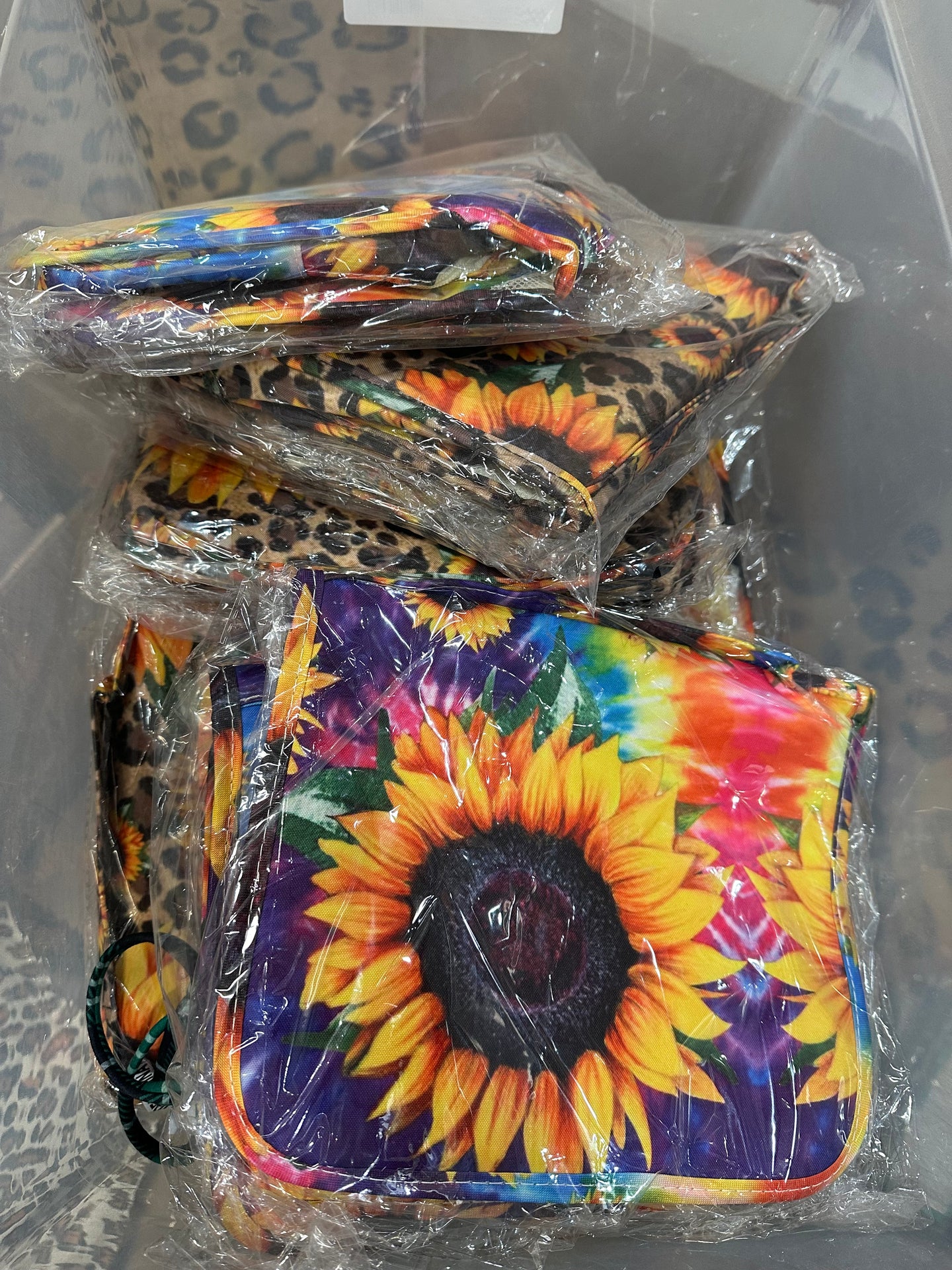 Tie dye & cheetah sunflower organizers travel cases