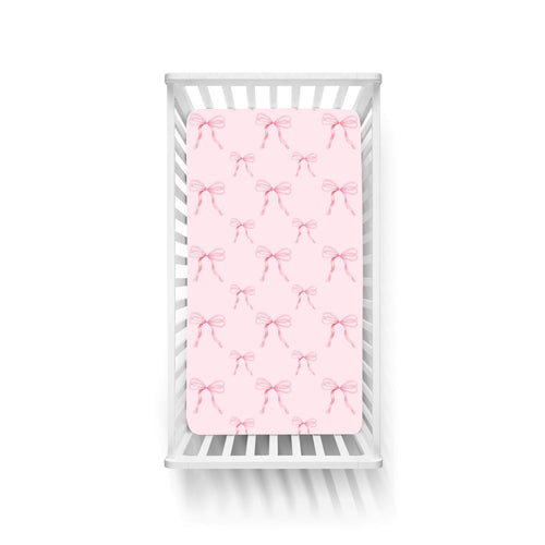 Pink bow crib sheets