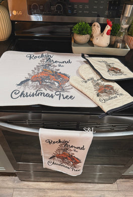 Christmas kitchen sets (drying mat, towel & oven mitt set)