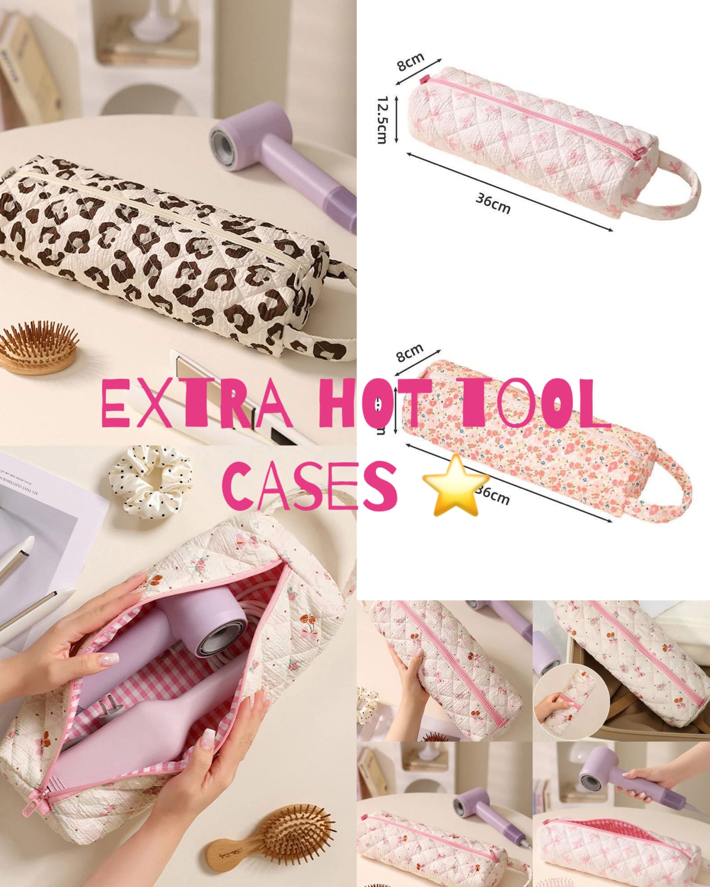 Quilted hot tool cases