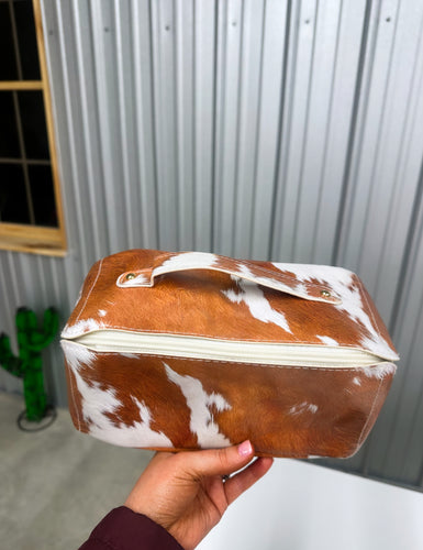 Cow print travel make up bag