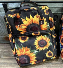 Black sunflower diaper bag
