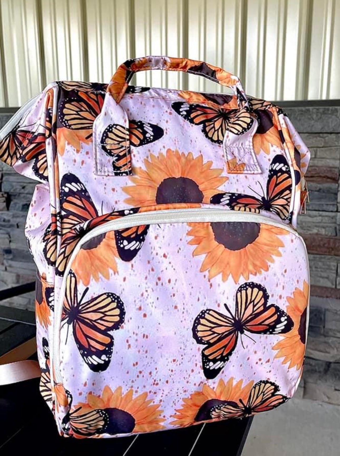 Sunflower butterfly diaper bag