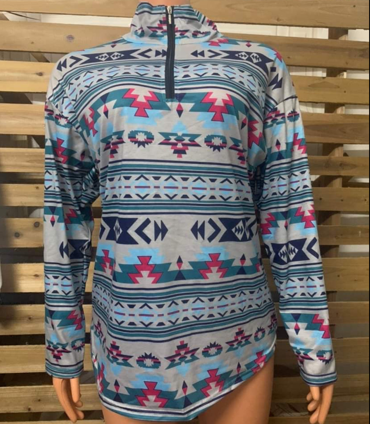 Teal Aztec sweater