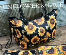 Black sunflower large tote bag