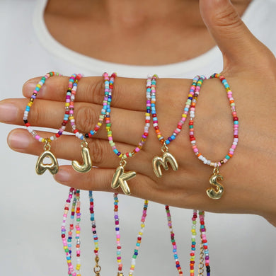 Rainbow bubble initial necklace (mid June)