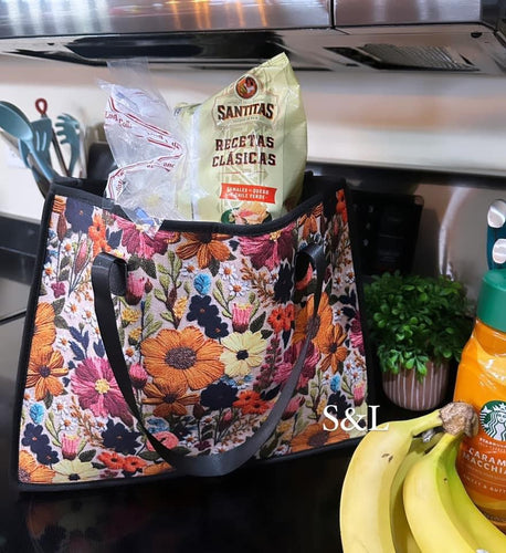 Floral neoprene tote